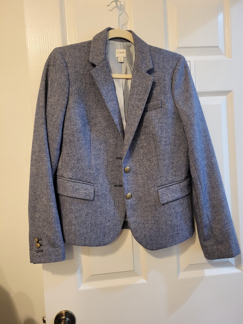 J. Crew Womens Blue Tweed Blazer Jacket
